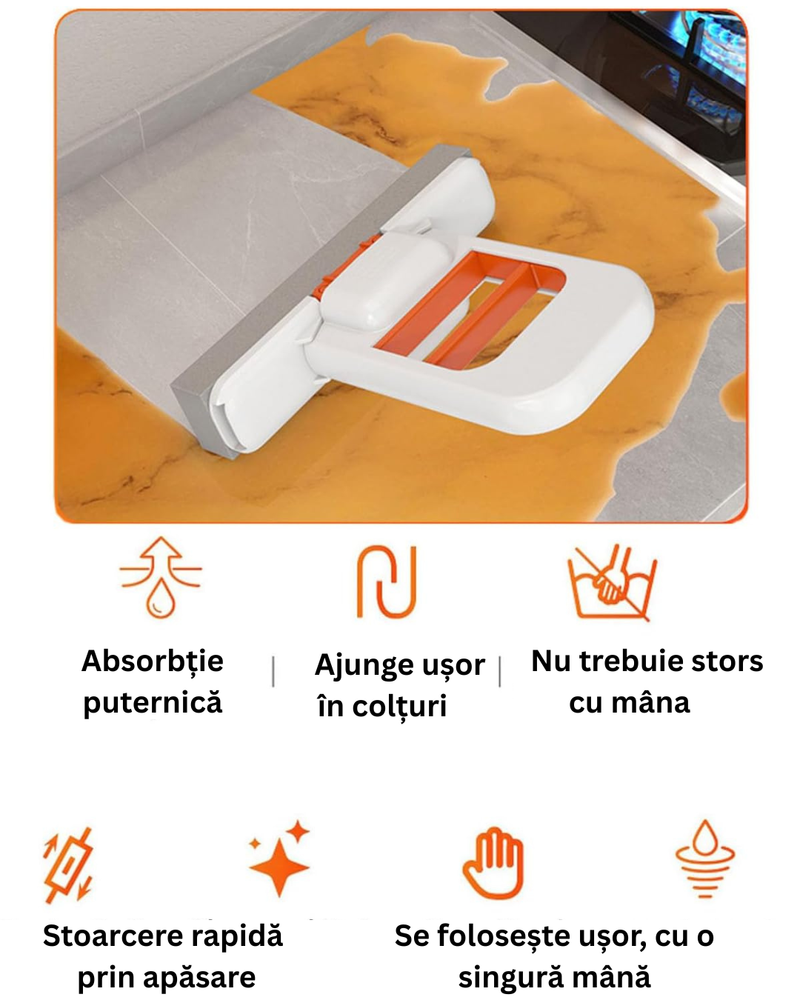 Mini Mop Multifuncțional cu Auto Stoarcere - SqueezeMop