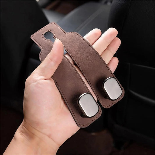 Cârlig Organizator Auto Premium pentru Tetieră - Cârlig Metalic Zinc + Finisaj Tip Piele CarHook