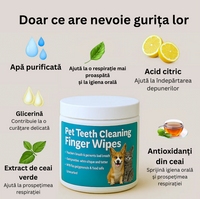 Șervețele pentru Igiena Dentară Câini și Pisici - DentiPaw (50 bucati)