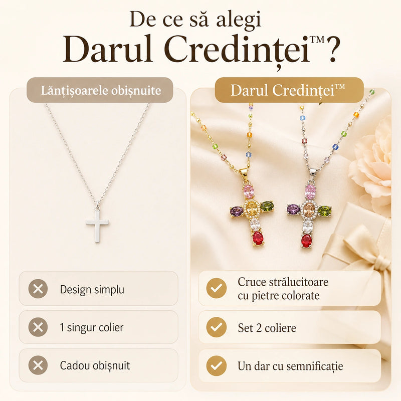 Set 2 Coliere cu Cruce Strălucitoare - Darul Credinței™