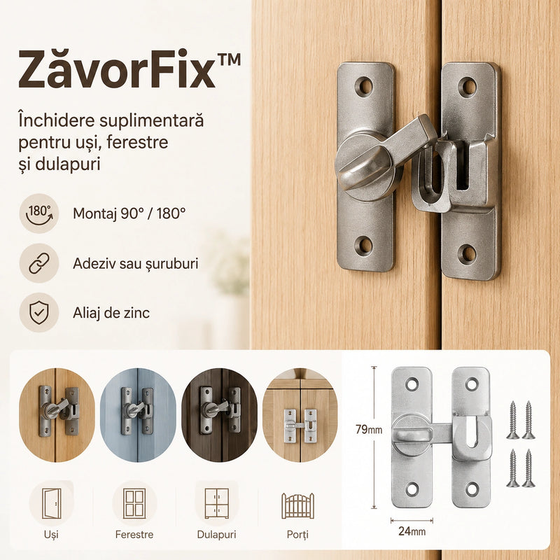 Set Încuietori Rotative pentru Uși și Ferestre - ZăvorFix™