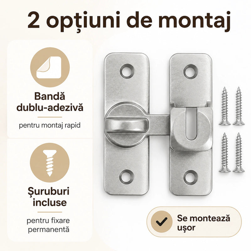 Set Încuietori Rotative pentru Uși și Ferestre - ZăvorFix™