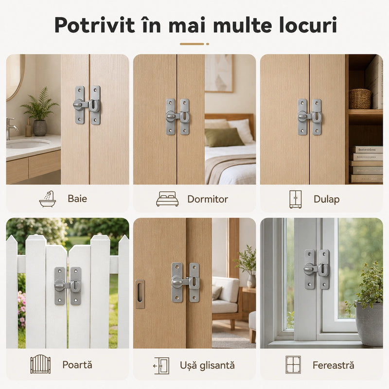 Set Încuietori Rotative pentru Uși și Ferestre - ZăvorFix™