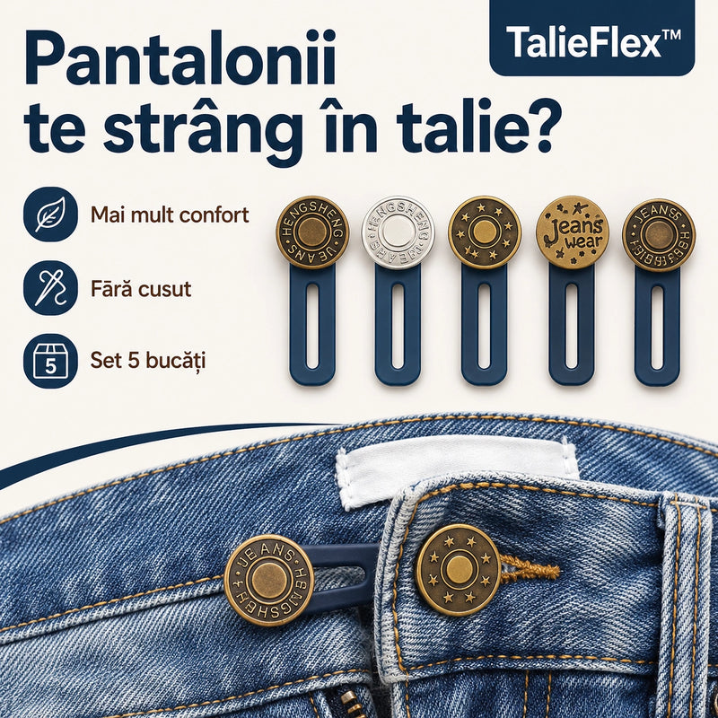 Set Extensii Flexibile din Silicon pentru Blugi și Pantaloni - TalieFlex™