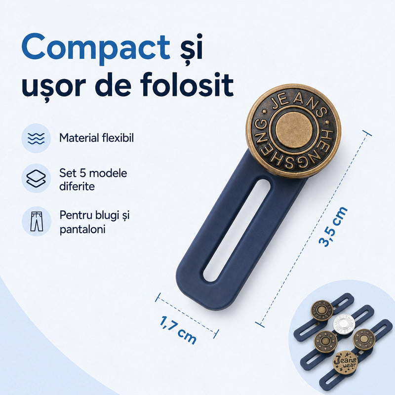 Set Extensii Flexibile din Silicon pentru Blugi și Pantaloni - TalieFlex™