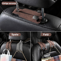 Cârlig Organizator Auto Premium pentru Tetieră - Cârlig Metalic Zinc + Finisaj Tip Piele CarHook