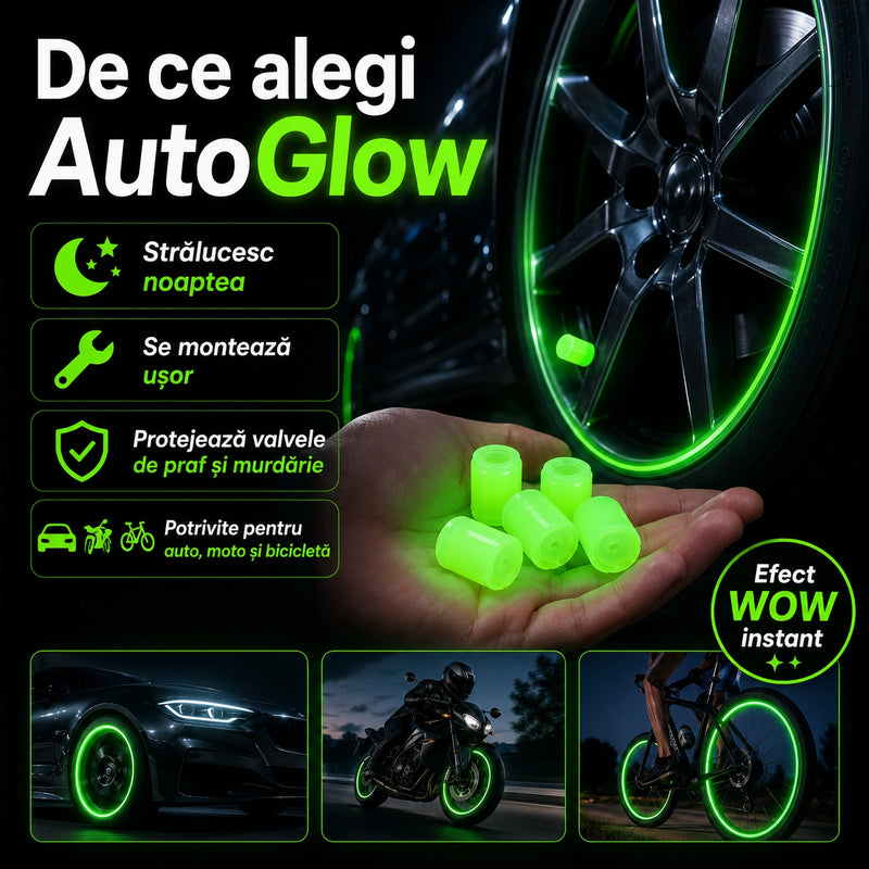 Set Capace Fosforescente pentru Valve Auto - AutoGlow