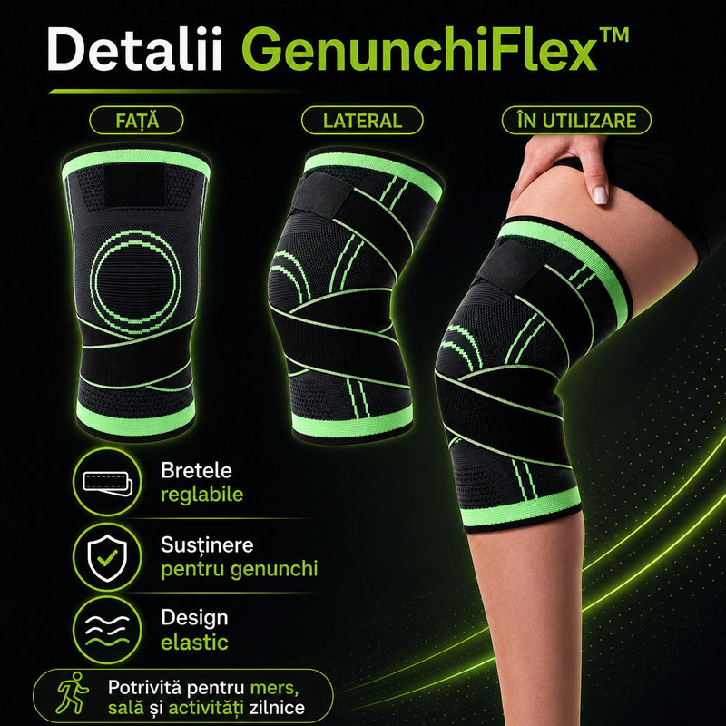 GenunchiFlex - Genunchieră Ajustabilă cu Bretele pentru Susținere și Compresie