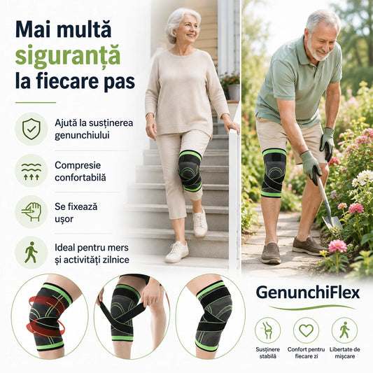 GenunchiFlex - Genunchieră Ajustabilă cu Bretele pentru Susținere și Compresie