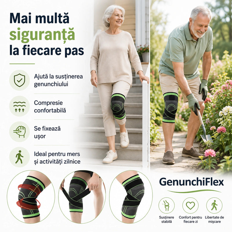 GenunchiFlex - Genunchieră Ajustabilă cu Bretele pentru Susținere și Compresie