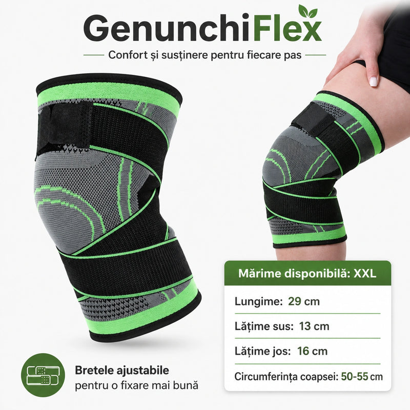 GenunchiFlex - Genunchieră Ajustabilă cu Bretele pentru Susținere și Compresie