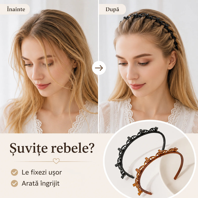Bentiță cu 8 Cleme pentru Efect Împletit și Fixare Rapidă - ȘuvițăFix™
