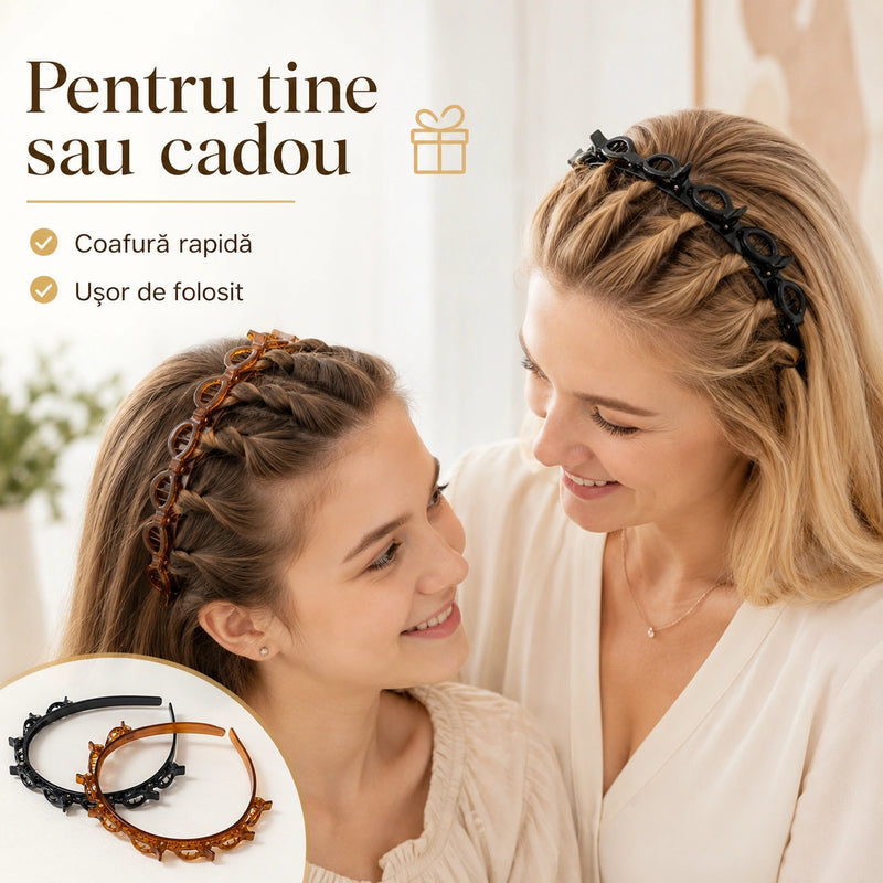 Bentiță cu 8 Cleme pentru Efect Împletit și Fixare Rapidă - ȘuvițăFix™