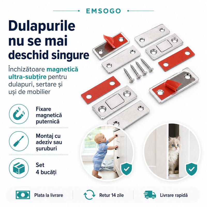 Set închizătoare magnetică pentru dulapuri - MagnetFix