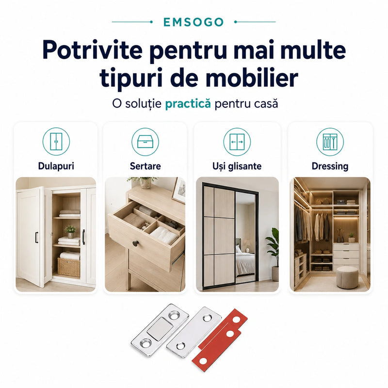 Set închizătoare magnetică pentru dulapuri - MagnetFix
