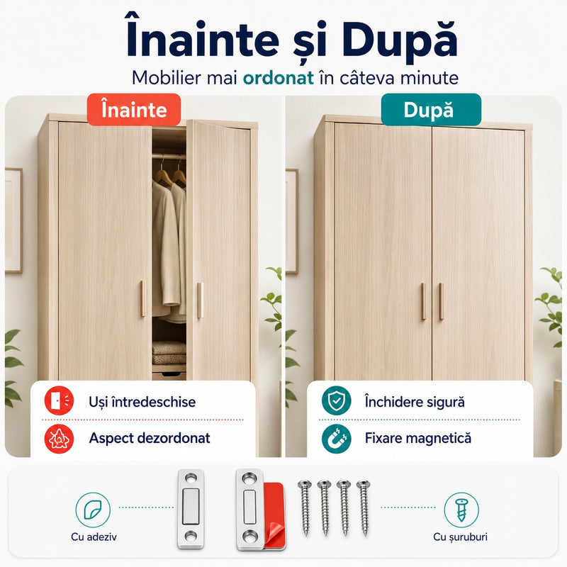 Set închizătoare magnetică pentru dulapuri - MagnetFix