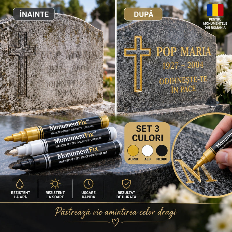 Set 3 Markere pentru Restaurarea Inscripțiilor Funerare - MonumentFix™