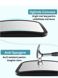 Oglindă Auto Supraveghere Bebelus 360°, Fixare Tetieră, Anti-spargere BabyView