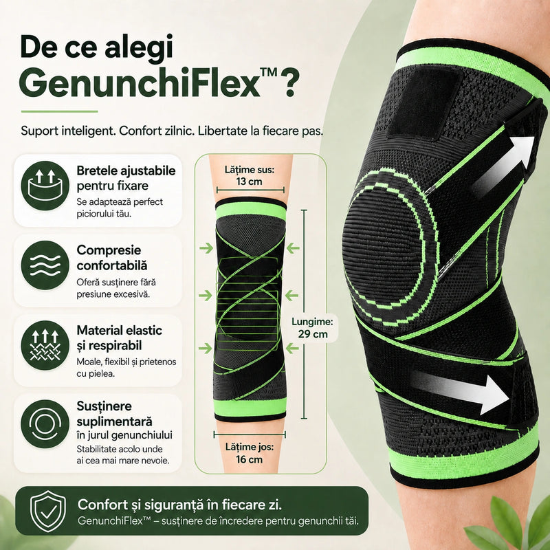 GenunchiFlex - Genunchieră Ajustabilă cu Bretele pentru Susținere și Compresie