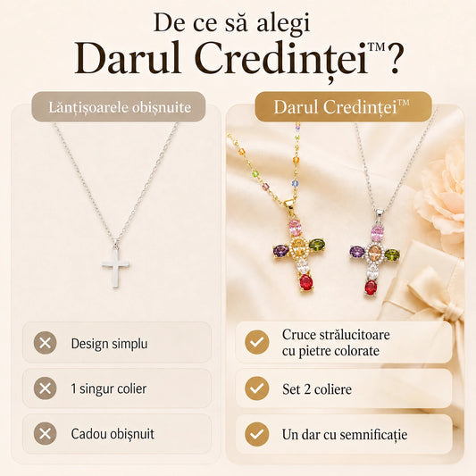 Set 2 Coliere cu Cruce Strălucitoare - Darul Credinței™